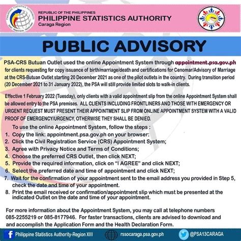 psa appointment butuan|CRS Appointment System.
